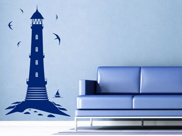 Leuchtturm Wandtattoo in  blau