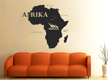 Afrika Wandtattoo ber dem Sofa