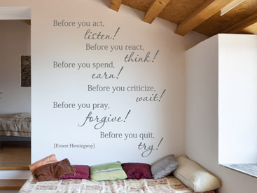 Englisches Wandtattoo Zitat Before you ... im Schlafzimmer