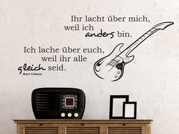 Cooles Wandtattoo Zitat Ihr lacht ber mich ... mit E-Gitarre