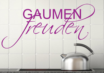 Wandtattoo Schriftzug Gaumenfreuden zum Thema Essen und Trinken