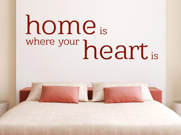 Englisches Wandtattoo Home is where your heart is in rot