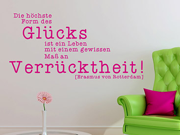 Schriften Wandtattoo Zitat Die hchste Form des Glcks ... in pink