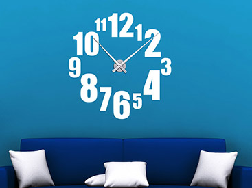 Moderne Wandtattoo Uhr Zahlen in wei