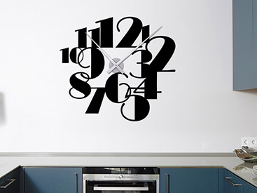 Moderne Wandtattoo Uhr Zahlenspiel in schwarz