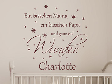 Mama, Papa und das Wunder als schner Wandtattoo Spruch mit Wunschnamen