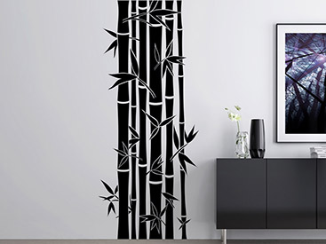 Asiatisches Bambus Stangen Wandtattoo in stilvollem schwarz