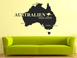 Wandtattoo Australien auf farbigem Hintergrund