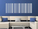 Linien Wandtattoo Barcode in weiss auf blauer Wand