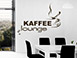 Lounge Wandtattoo Kaffeelounge mit Tasse als duftende Wanddeko