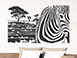 Exotik im Wohnbereich: Wandtattoo Savanne mit Zebra in grau