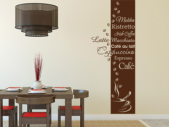 Wandtattoo Banner Kaffeesorten