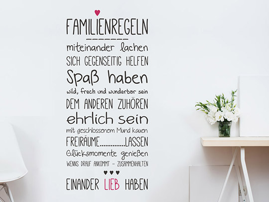 Wandtattoo Familienregeln Spruchbanner